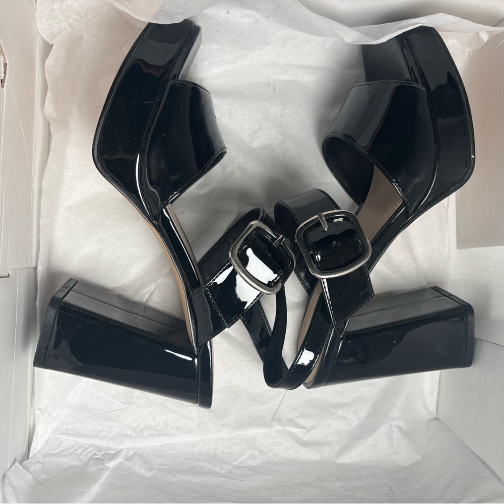 Marc Fisher Glossy Black Platform Heels